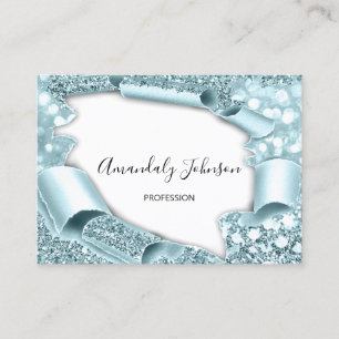 Tarjeta De Visita Aseo de maquillaje en 3D para Purpurinas Aqua Whit
