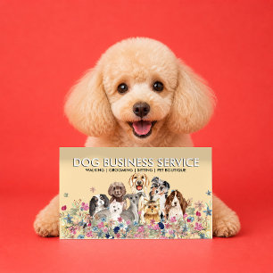 Tarjeta De Visita Aseo de Perro Beige Paseo Sentado