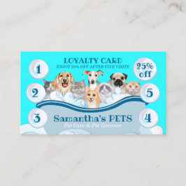 Tarjeta De Visita Aseo de Perro Gato Azul Teal Cuidado de Mascotas B
