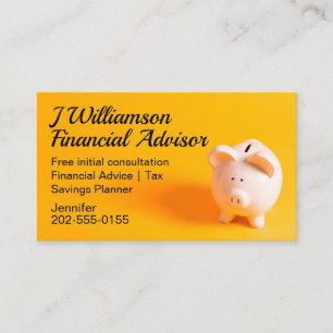 Tarjeta De Visita Asesor Financiero Amarillo Responsable de Ahorro