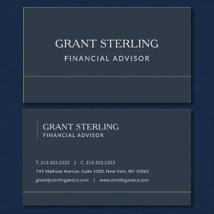 Tarjeta De Visita Asesor Financiero Azul Marino Profesional