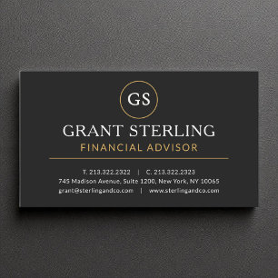 Tarjeta De Visita Asesor financiero Black Gold Luxury Modern
