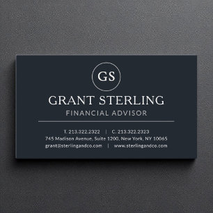 Tarjeta De Visita Asesor financiero Black Silver Luxury