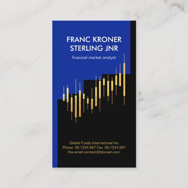 Tarjeta De Visita Asesor financiero de Creative Gold Stock Share Gra (Anverso)