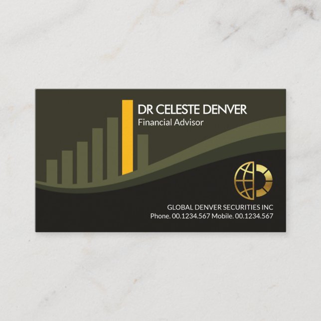 Tarjeta De Visita Asesor financiero de diseño de gráficos de mercado (Anverso)