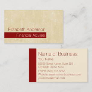 Tarjeta De Visita Asesor Financiero Grunge Beige Chic Casual