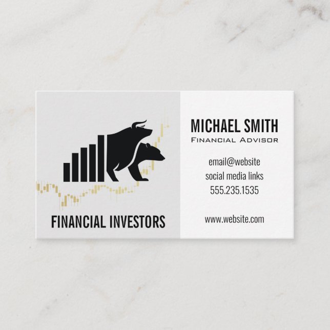 Tarjeta De Visita Asesor financiero | Inversión | Icono del mercado  (Anverso)
