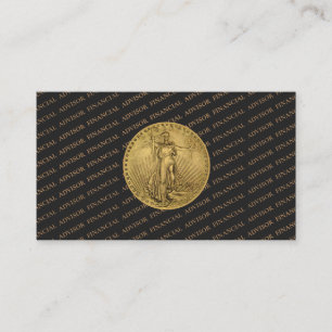 Tarjeta De Visita Asesor Financiero Moneda de Oro Gestión de Patrimo