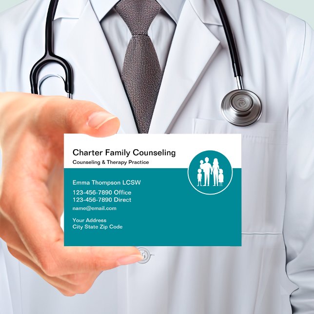 Tarjeta De Visita Asesoramiento familiar y psicoterapeuta (Family doctor business cards by Custom Business Templates)