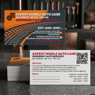 Tarjeta De Visita Asistencia en Carretera en Negrita & Código QR de 