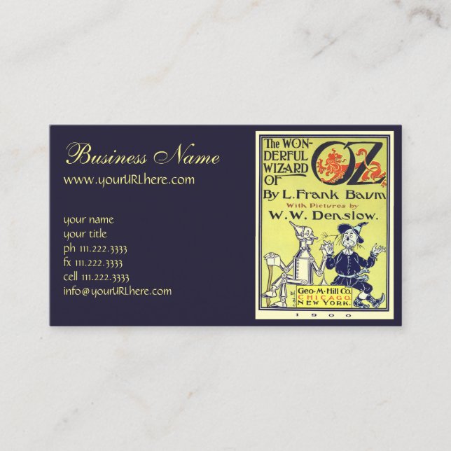 Tarjeta De Visita Asistente de cosecha de Oz Book Cover Art, página  (Anverso)