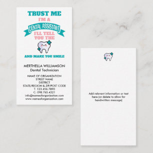 Tarjeta De Visita Asistente Dental Adorable Te Dice La Verdad