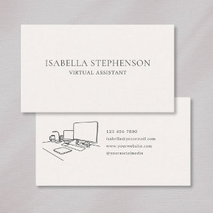 Tarjeta De Visita Asistente Virtual Profesional Minimalista Moderna