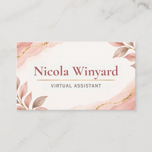 Tarjeta De Visita Asistente Virtual Rosa Elegante (Anverso)