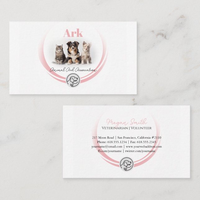 Tarjeta De Visita Asociación de Ayuda Animal | Veterinaria voluntari (Anverso / Reverso)