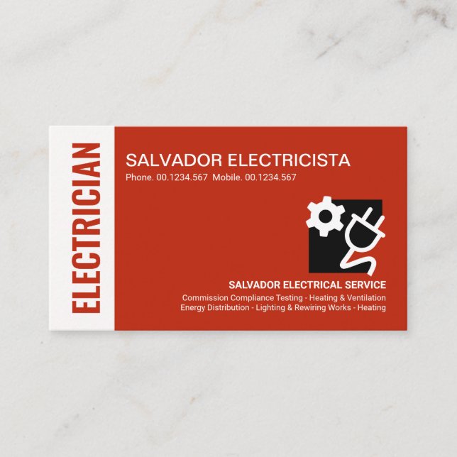 Tarjeta De Visita Asombroso Electrista De Capas Rojas (Anverso)