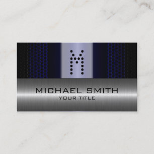 Tarjeta De Visita Aspecto de acero inoxidable de agujero azul platea