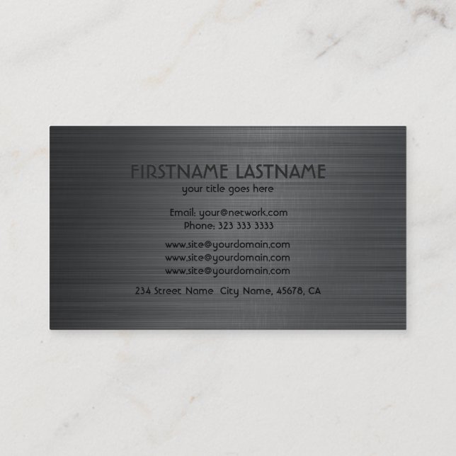 Tarjeta De Visita Aspecto de aluminio cepillado de metal gris 2 (Reverso)