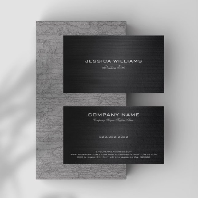 Tarjeta De Visita Aspecto de aluminio cepillado metálico simple negr (Subido por el creador)