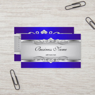 Tarjeta De Visita Aspecto de cromo metálico azul Elegante estilo bla