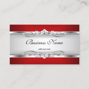 Tarjeta De Visita Aspecto de cromo metálico rojo Estilo blanco elega