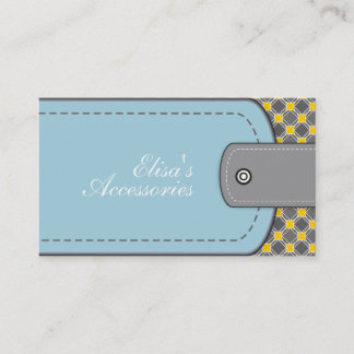 Tarjeta De Visita Aspecto de cuero azul y patrón amarillo moderno