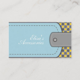 Tarjeta De Visita Aspecto de cuero azul y patrón amarillo moderno