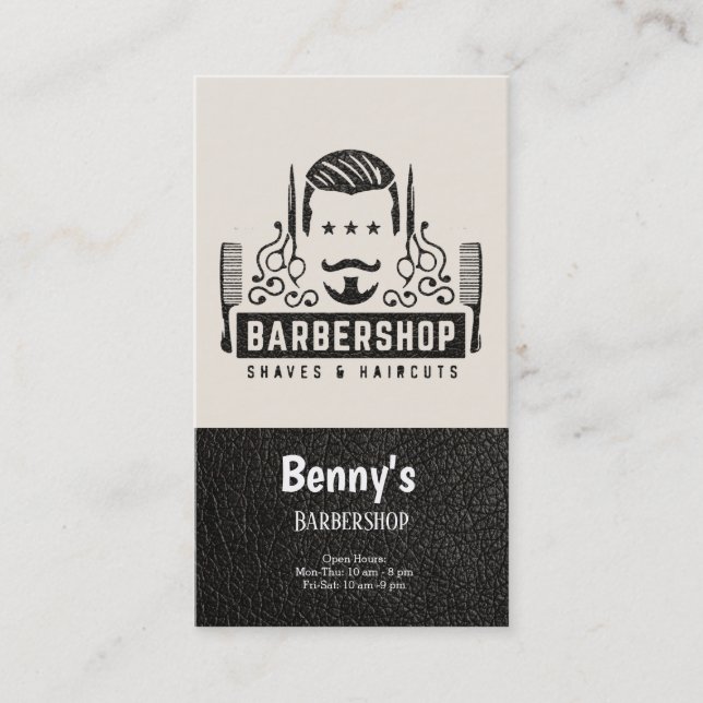 Tarjeta De Visita Aspecto de cuero de la Barbería (Anverso)