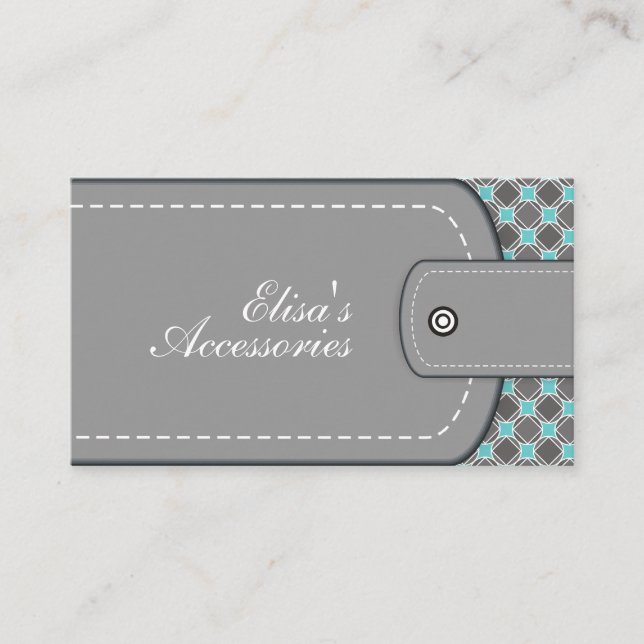 Tarjeta De Visita Aspecto de cuero gris y personalizado de patrones (Anverso)