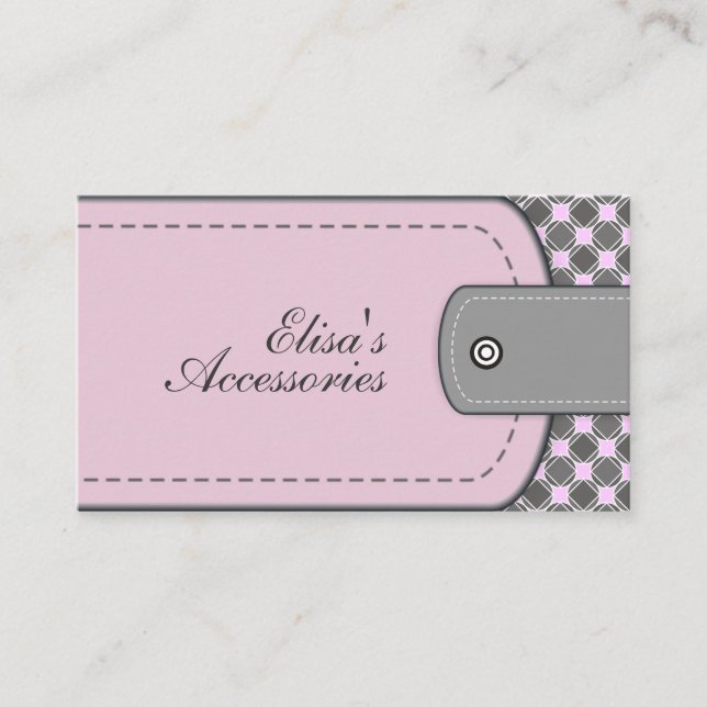 Tarjeta De Visita Aspecto de cuero rosa rosa pálido y personalizado  (Anverso)