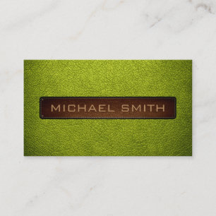 Tarjeta De Visita Aspecto de cuero verde ácido Profesional
