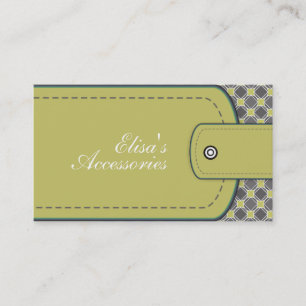 Tarjeta De Visita Aspecto de cuero verde oliva y personalizado de pa