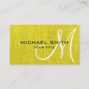 Tarjeta De Visita Aspecto de lienzo monograma elegante amarillo