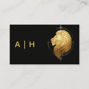 Tarjeta De Visita Aspecto dorado - Leo Zodiaco -monograma negro