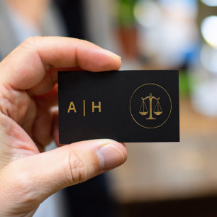 Tarjeta De Visita Aspecto dorado - Libra Zodiaco -monograma negro