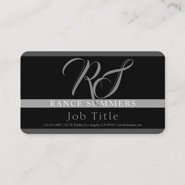 Tarjeta De Visita Aspecto elegante | Elegante Monogramado (Anverso)