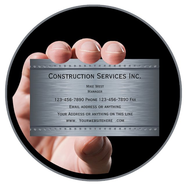Tarjeta De Visita Aspecto metálico de la construcción (Subido por el creador)