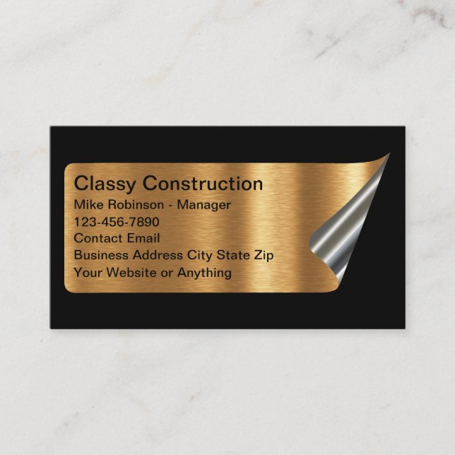 Tarjeta De Visita Aspecto metálico de la construcción de Guay (Anverso)