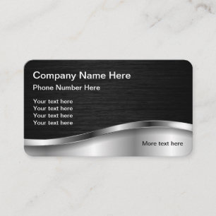 Tarjeta De Visita Aspecto Metálico Negro Y Plateado