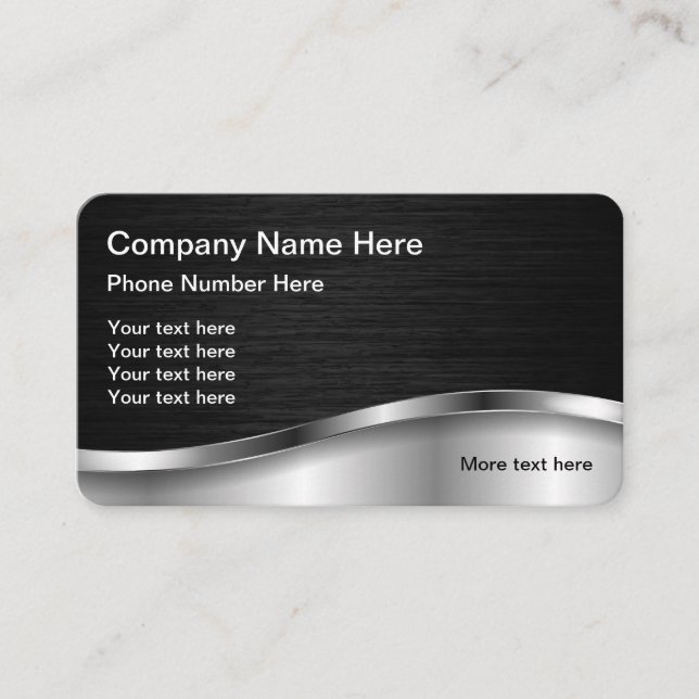 Tarjeta De Visita Aspecto Metálico Negro Y Plateado (Anverso)