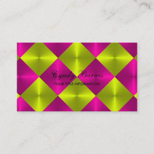 Tarjeta De Visita Aspecto metálico rosa Lime Baldosas de diamante