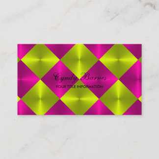 Tarjeta De Visita Aspecto metálico rosa Lime Baldosas de diamante