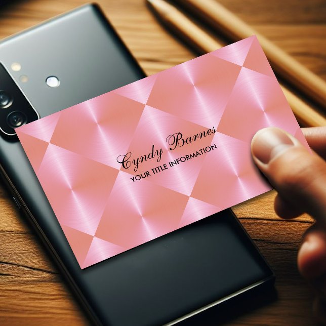 Tarjeta De Visita Aspecto metálico rosa mosaicos de diamantes (Subido por el creador)