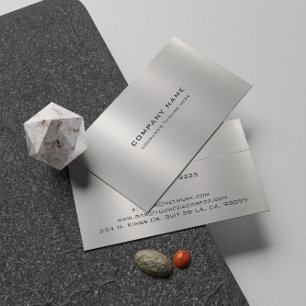 Tarjeta De Visita Aspecto simple de acero cepillado metálico platead