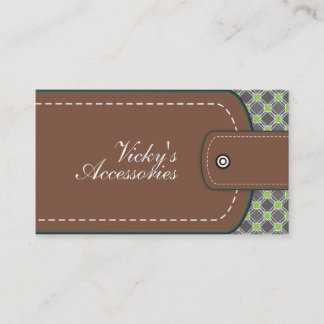 Tarjeta De Visita Aspecto y patrón de cuero marrón y verde
