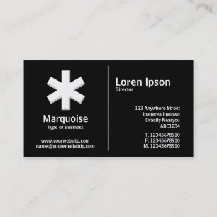 Tarjeta De Visita Asterisco blanco de regla media - negro (tarjeta d