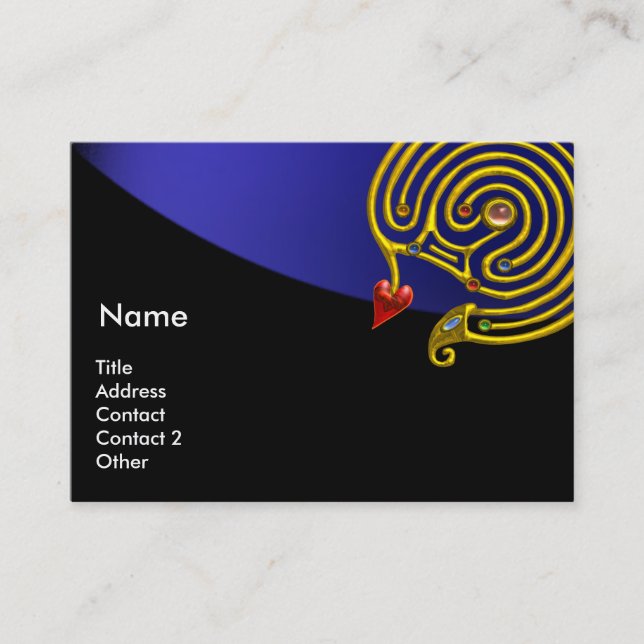 Tarjeta De Visita ASTRAL LABYRINTH,ASTROLOGÍA ZODIAC GRÁFICO Azul Ne (Anverso)