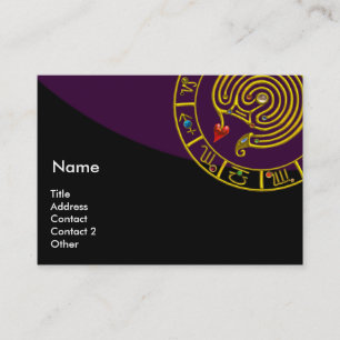 Tarjeta De Visita ASTRAL LABYRINTH,ASTROLOGÍA ZODIAC GRÁFICO Púrpura