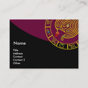 Tarjeta De Visita ASTRAL LABYRINTH,ASTROLOGÍA ZODIAC GRÁFICO Púrpura