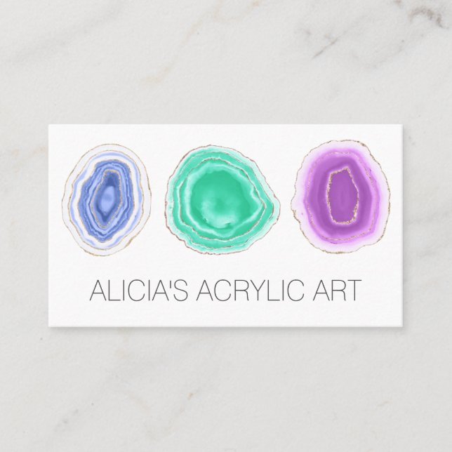 Tarjeta De Visita Astras artesanales de artistas acrílicos (Anverso)